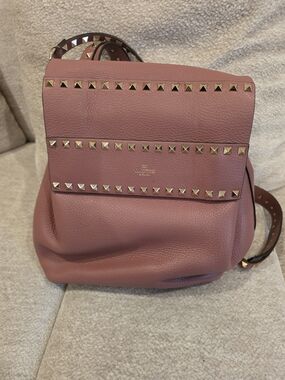 Valentino Garavani Rose Pink Leather Rockstud Backpack